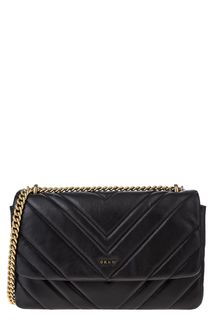 Черная стеганая сумка из мягкой кожи Dkny