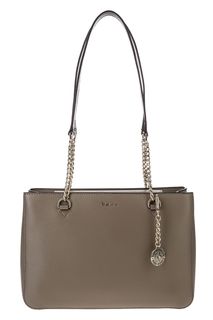 Коричневая кожаная сумка с длинными ручками Dkny
