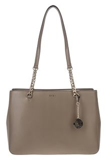 Коричневая кожаная сумка с длинными ручками Dkny