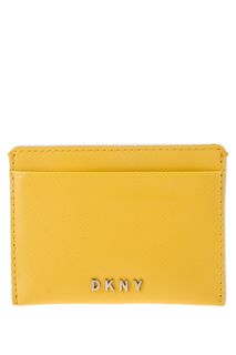 Желтая визитница из фактурной кожи Dkny