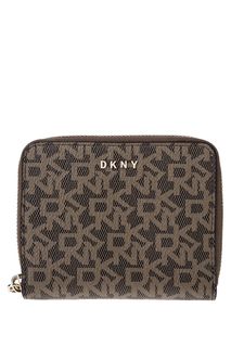 Коричневый кошелек с монограммой бренда Dkny