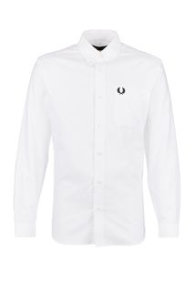 Белая хлопковая рубашка приталенного кроя Fred Perry