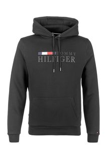 Черная толстовка с логотипом бренда Tommy Hilfiger