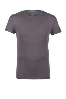 Однотонная хлопковая футболка с круглым вырезом Tom Tailor