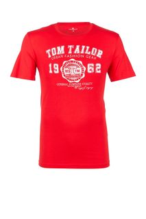 Хлопковая футболка с круглым вырезом Tom Tailor