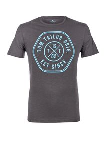 Хлопковая футболка с круглым вырезом Tom Tailor