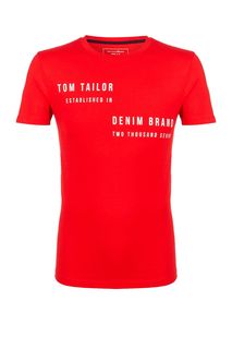 Хлопковая футболка с круглым вырезом Tom Tailor Denim
