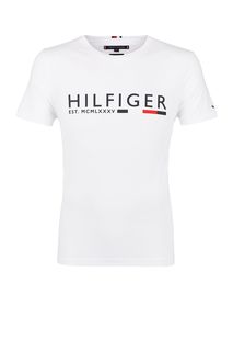 Футболка из хлопка с логотипом бренда Tommy Hilfiger