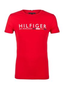 Футболка из хлопка с логотипом бренда Tommy Hilfiger