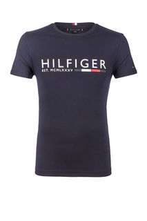 Футболка из хлопка с логотипом бренда Tommy Hilfiger