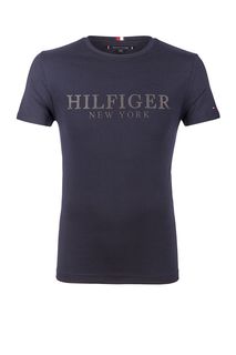 Синяя футболка с логотипом бренда Tommy Hilfiger