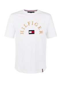Футболка из хлопка с вышивкой и нашивкой Tommy Hilfiger