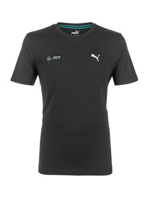 Черная хлопковая футболка с круглым вырезом Puma