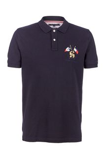 Синяя футболка поло с вышивкой Tommy Hilfiger