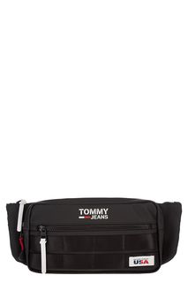 Черная поясная сумка с двумя отделами на молниях Tommy Jeans