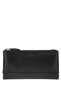 Черный кожаный кошелек с двумя отделами для купюр Gianni Conti