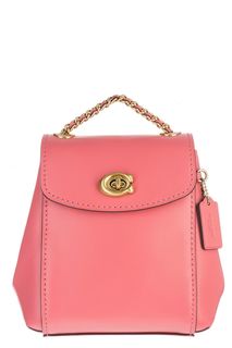 Маленький кожаный рюкзак розового цвета Coach