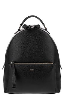 Черный кожаный рюкзак с одним отделом на молнии Noa Furla
