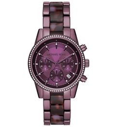 Фиолетовые часы с декоративной отделкой Michael Kors