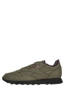 Утепленные кожаные кроссовки цвета хаки Cl Leather Reebok Classic