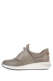 Серые кроссовки из кожи и текстиля Clarks