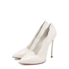 Атласные туфли с кружевной отделкой на шпильке Blade Casadei