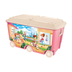Ящик Пластишка для игрушек на колесах розовый 66,5 л