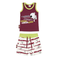 Пижама с шортами Lucky Child МИ-МИ-МИШКИ бордовая 92-98