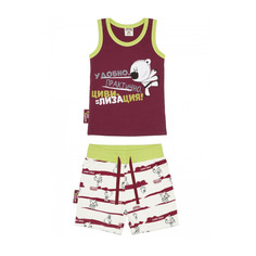 Пижама с шортами Lucky Child МИ-МИ-МИШКИ бордовая 86-92