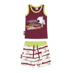 Пижама с шортами Lucky Child МИ-МИ-МИШКИ бордовая 104-110