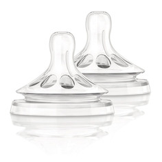 Соска Philips Avent Natural из силикона с медленным потоком 1+ 2 шт