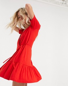 Красное платье мини с запахом ASOS DESIGN-Красный