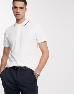 Белое поло с контрастной отделкой Selected Homme-Белый