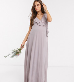 Серое платье макси с разрезом TFNC Maternity bridesmaid-Серый