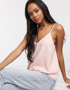 Розовый двухслойный топ на бретельках с V-образным вырезом ASOS DESIGN