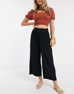 Брюки-кюлоты с присборенной талией ASOS DESIGN-Черный