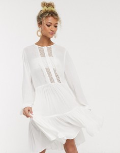 Белое кружевное платье мини Pieces-Белый