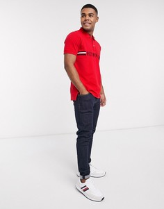 Футболка-поло классического кроя с большим логотипом Tommy Hilfiger-Красный