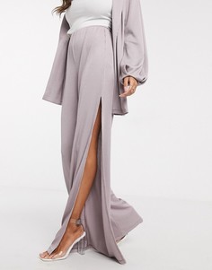 Широкие брюки в рубчик с разрезами ASOS DESIGN-Фиолетовый