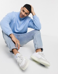 Голубой джемпер с короткой молнией Topman-Синий