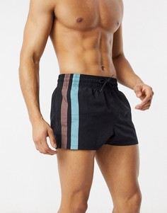 Короткие шорты для плавания со вставками сбоку ASOS DESIGN-Черный