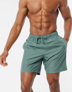 Зеленые блестящие шорты для плавания ASOS DESIGN-Зеленый