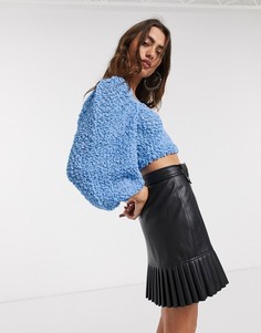 Фактурная голубая блузка Bershka-Синий