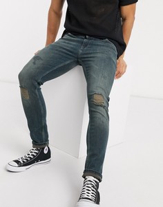 Джинсы скинни со рваными коленями ASOS DESIGN-Синий