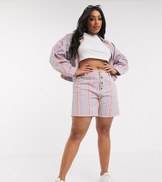 Джинсовые шорты в винтажном стиле от комплекта в полоску Missguided Plus-Мульти