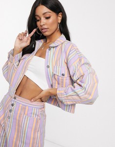Джинсовая куртка от комплекта в полоску Missguided-Мульти