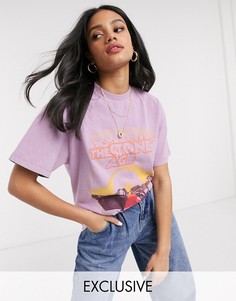 Розовая футболка с принтом "Queens of the Stone Age" Reclaimed Vintage inspired-Фиолетовый