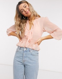 Топ с длинными рукавами и завязкой ASOS DESIGN-Розовый