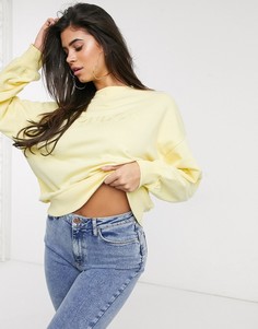 Свободный желтый свитшот с вышивкой "London" в тон ASOS DESIGN