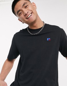 Черная футболка с логотипом на груди Russell Athletic-Черный